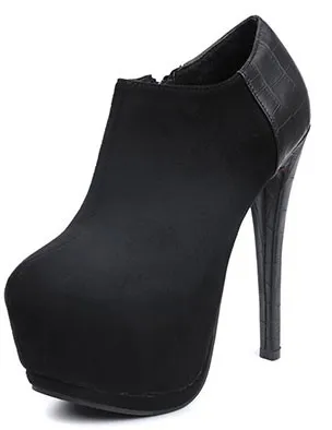 Black Suede Platforms Stiletto Ankle Boots