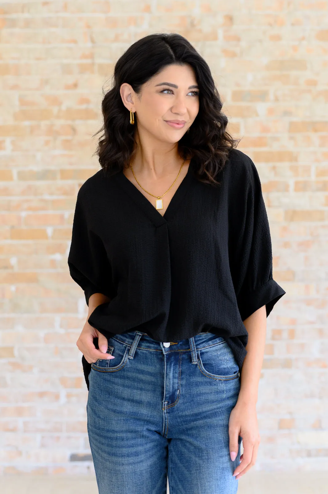 Black V-Neck Blouse - Versatile and Stylish