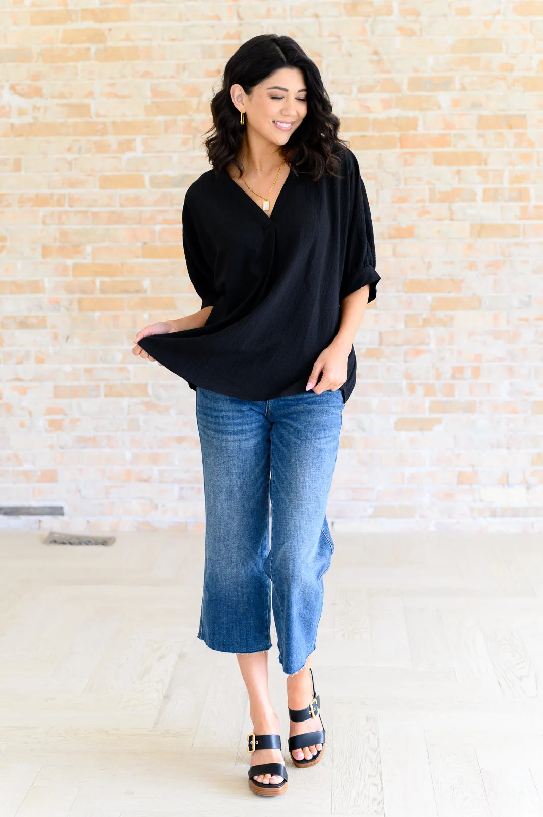 Black V-Neck Blouse - Versatile and Stylish