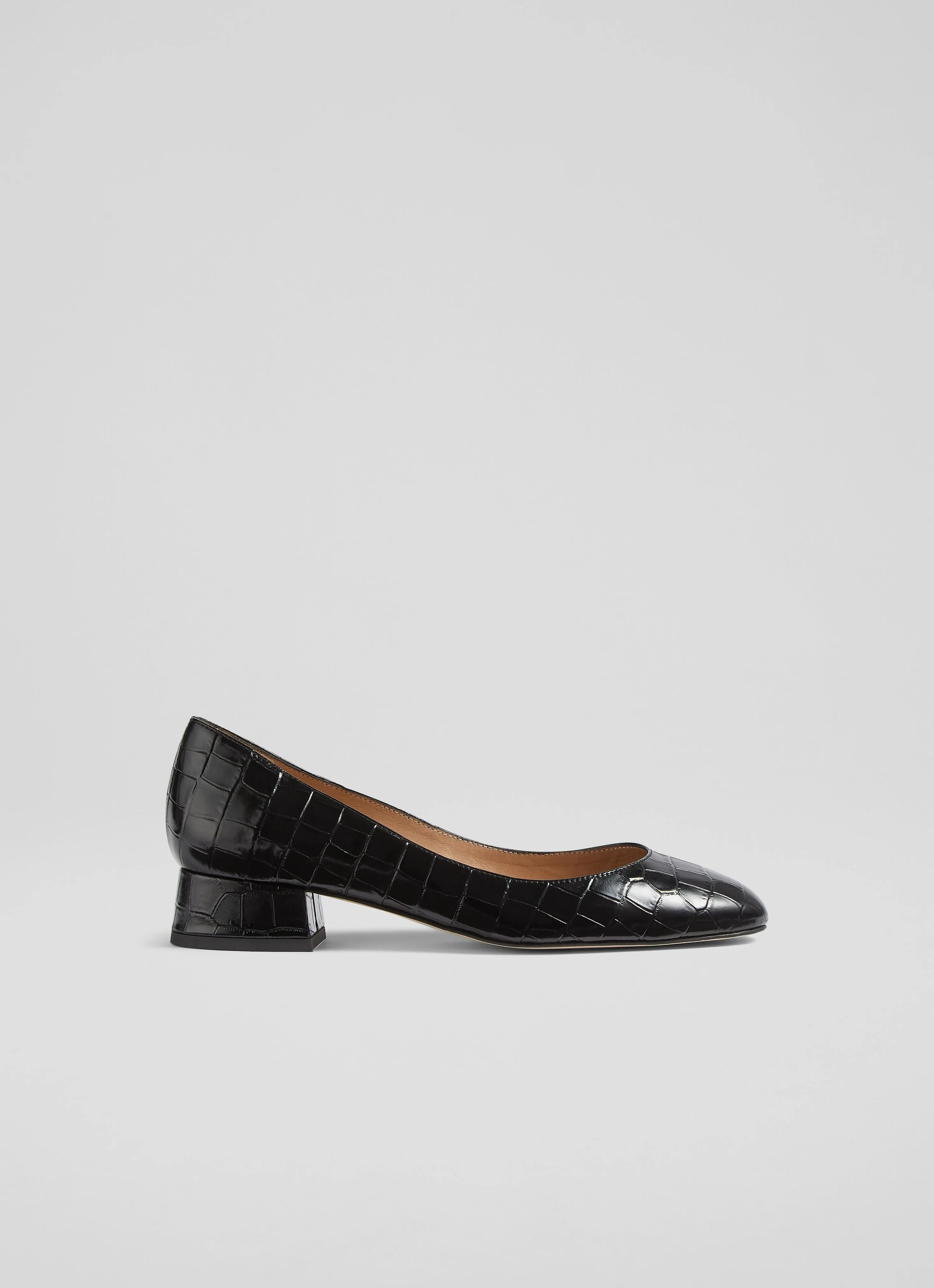 Blaine Black Croc Effect Pumps, Black