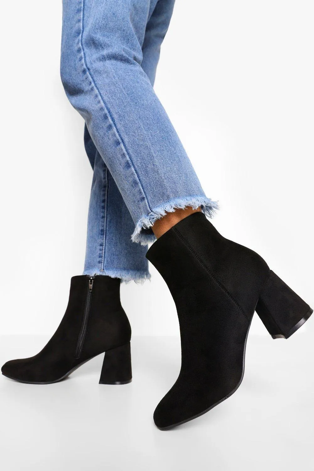 Block Heel Pointed Toe Shoe Boots