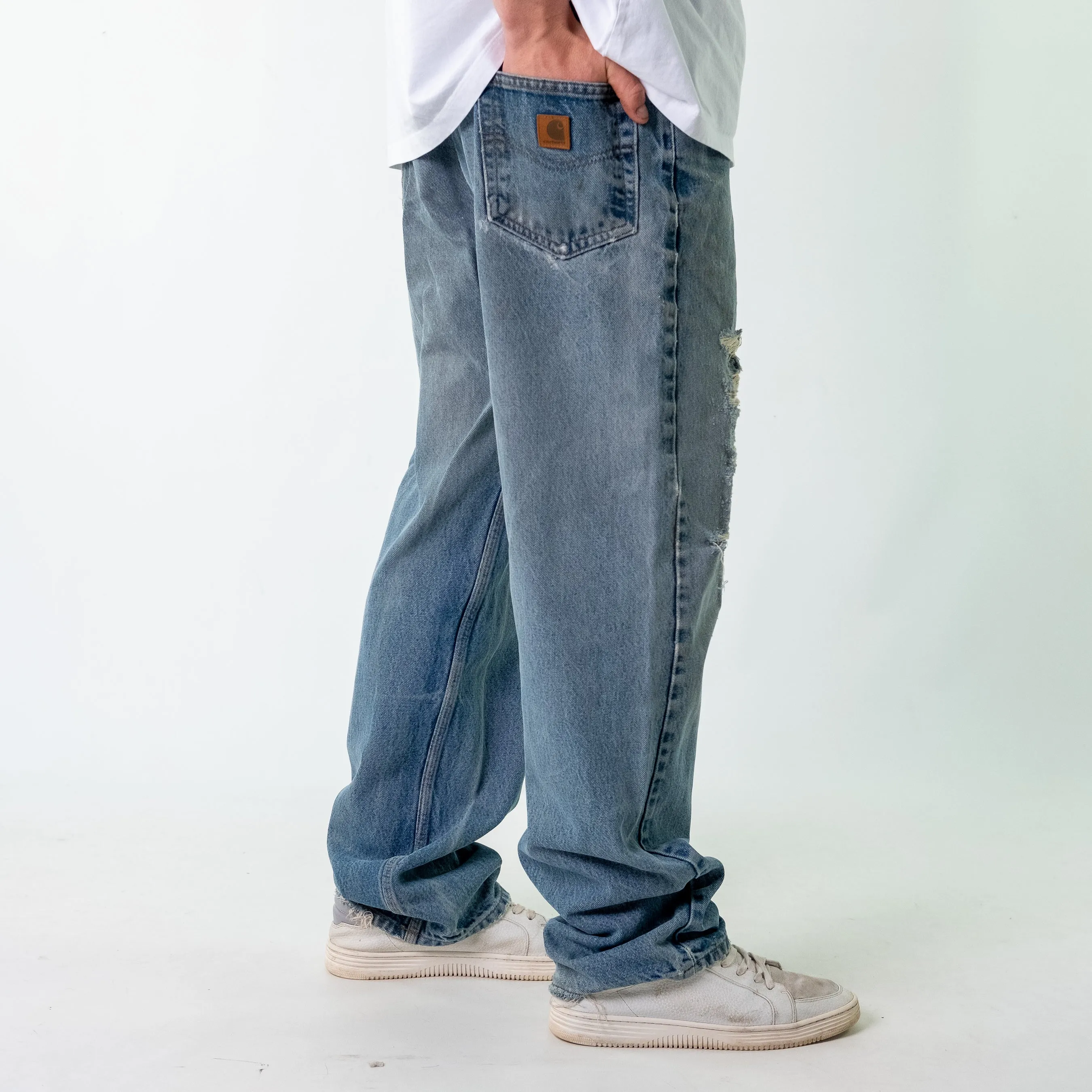 Blue 90s Carhartt Denim Jeans Baggy Pants (38x34)