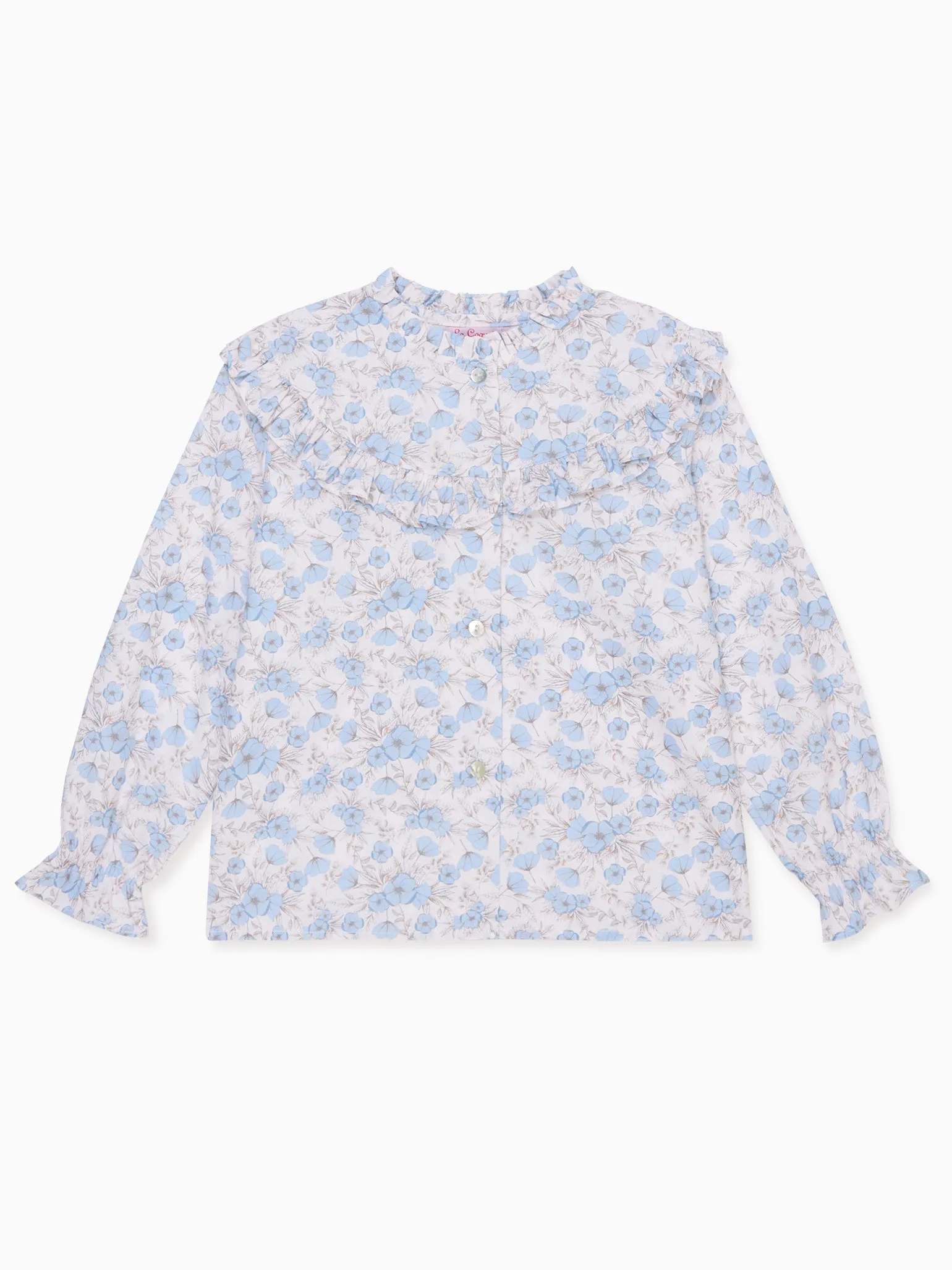 Blue Floral Bella Long Sleeve Girl Shirt