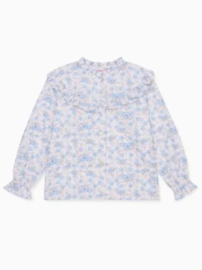 Blue Floral Bella Long Sleeve Girl Shirt