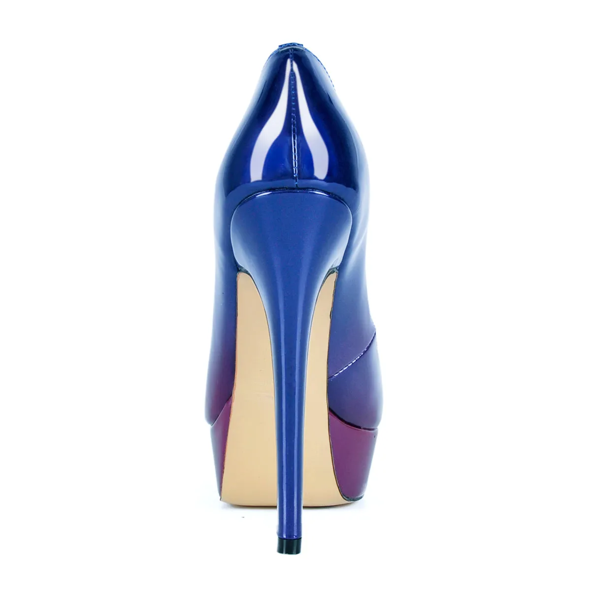 Blue Purple Ombre Open Toe Platform Stiletto High Heel Pumps