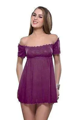 Bold Desire Babydoll Set Wine #516