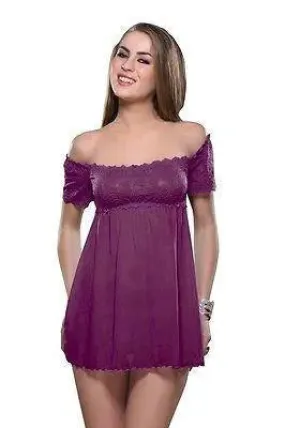 Bold Desire Babydoll Set Wine #516