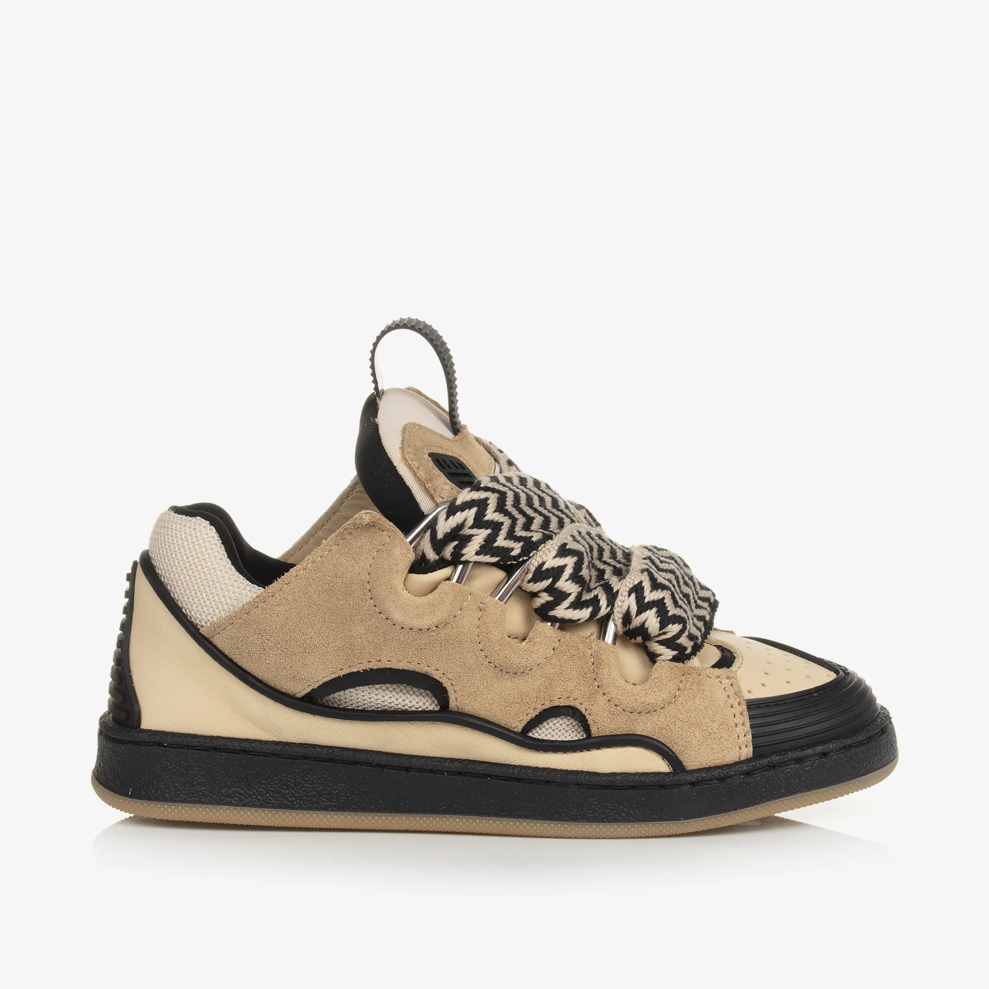 Boys Beige Leather Curb Trainers