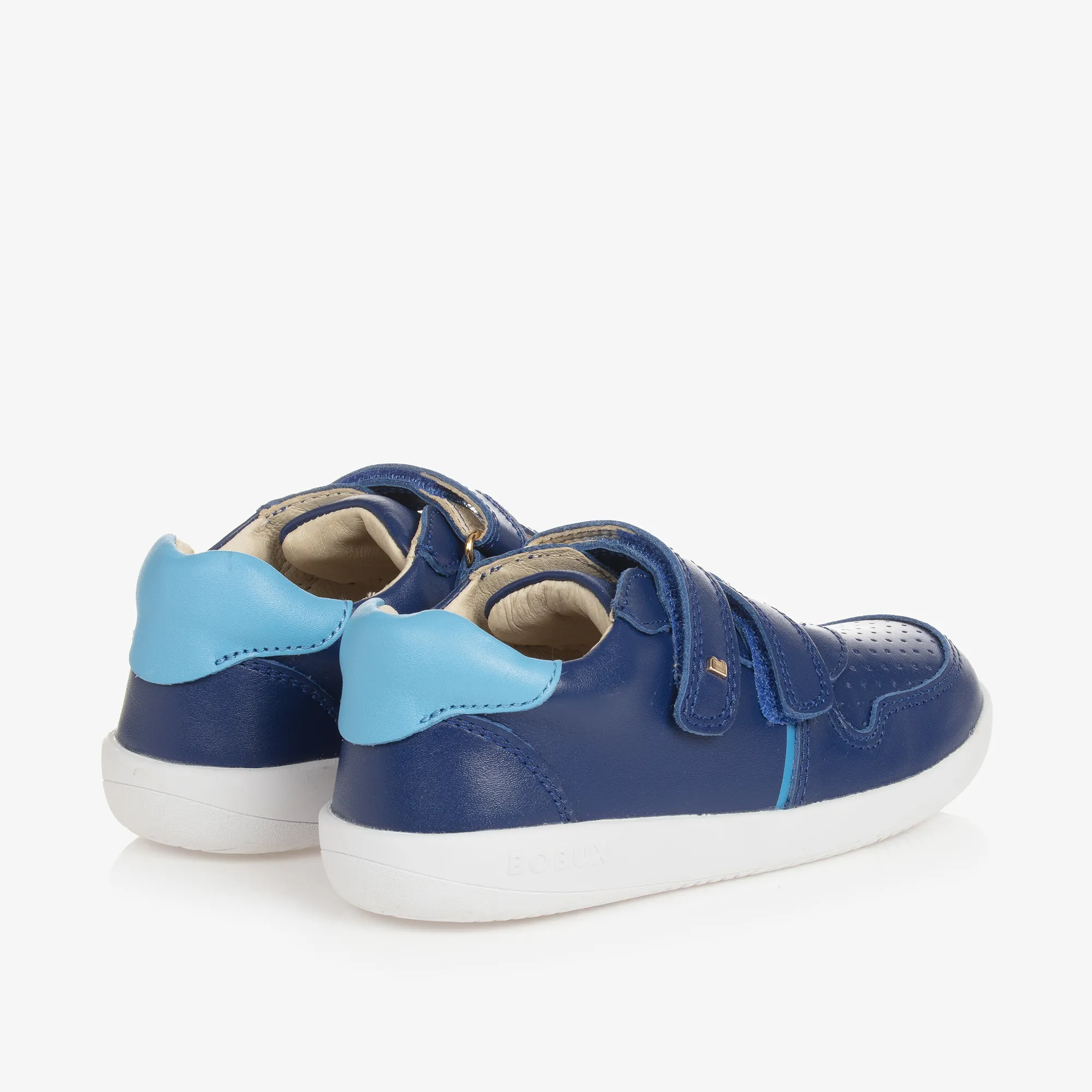 Boys Blue Leather Velcro Trainers