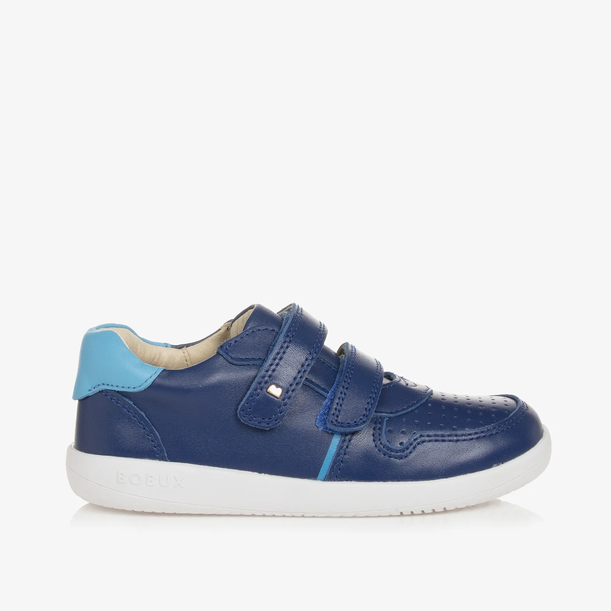 Boys Blue Leather Velcro Trainers