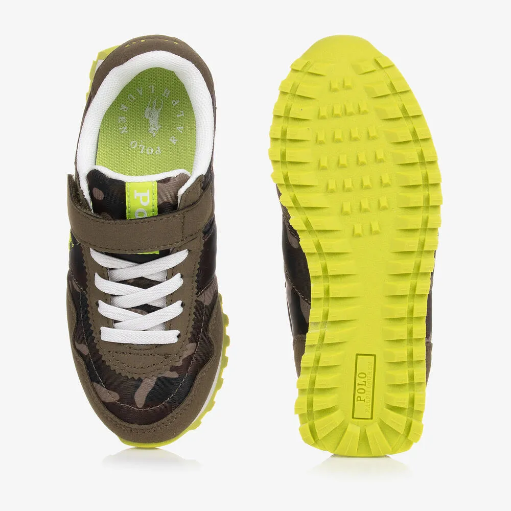 Boys Green Camouflage Logo Trainers