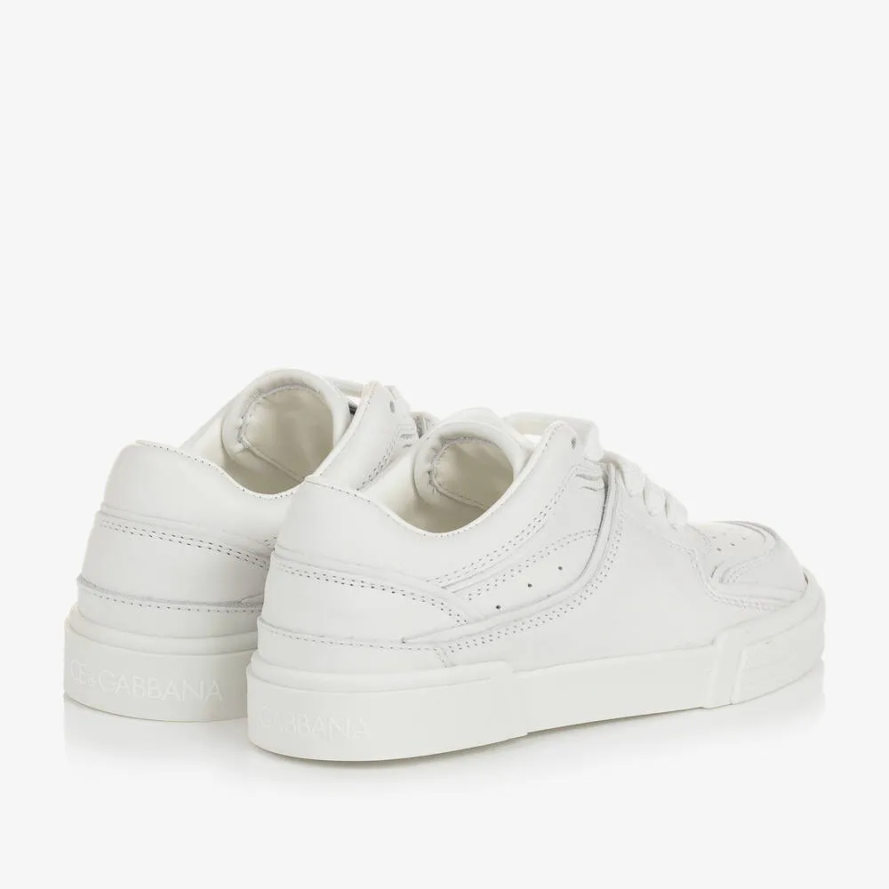 Boys White Leather Trainers