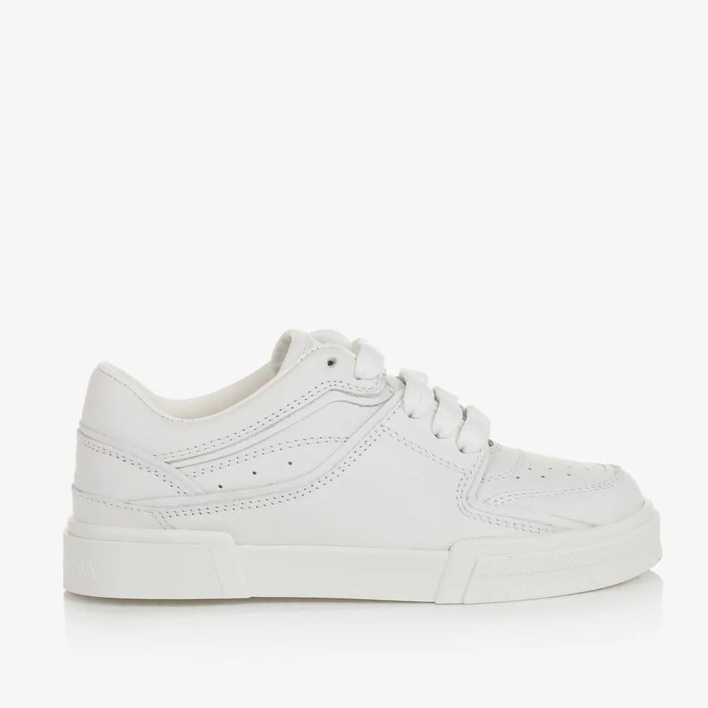 Boys White Leather Trainers