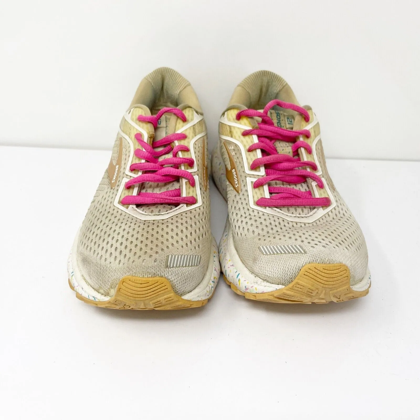 Brooks Womens Ghost 12 1203051B177 Beige Running Shoes Sneakers Size 8 B