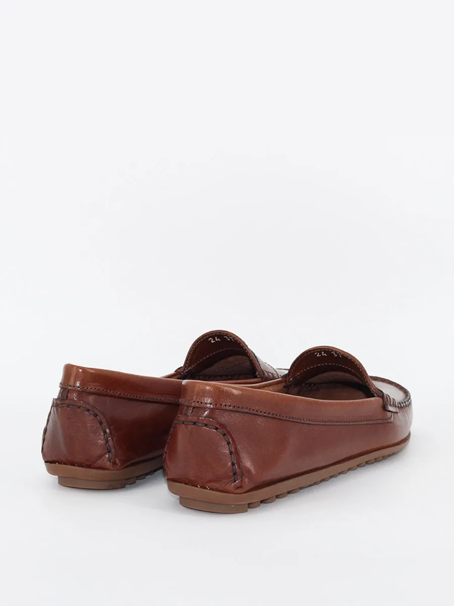 Brown buffalo leather loafers size 24.