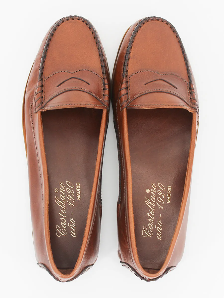 Brown buffalo leather loafers size 24.