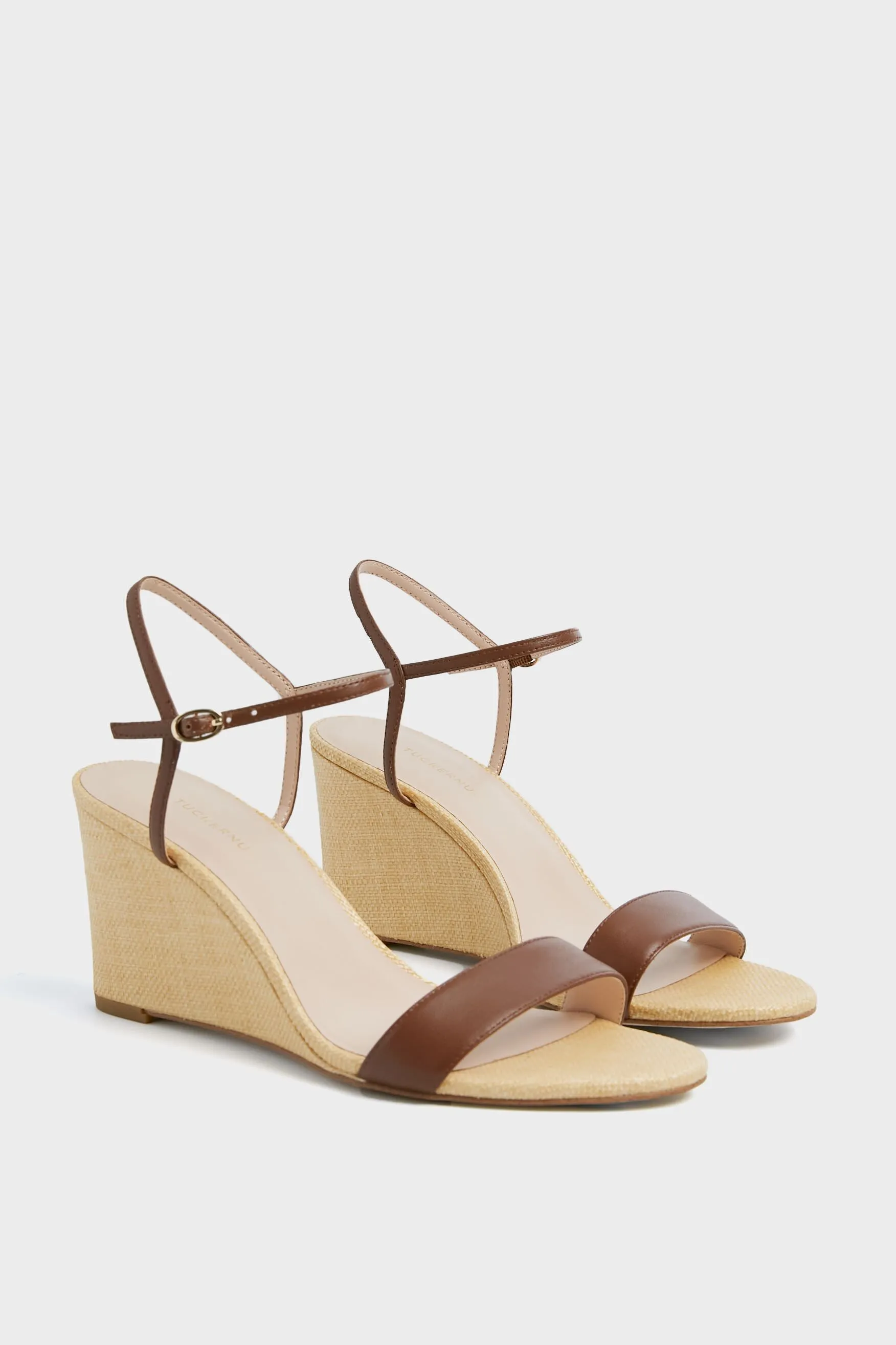 Brown Leather Delphine Wedges