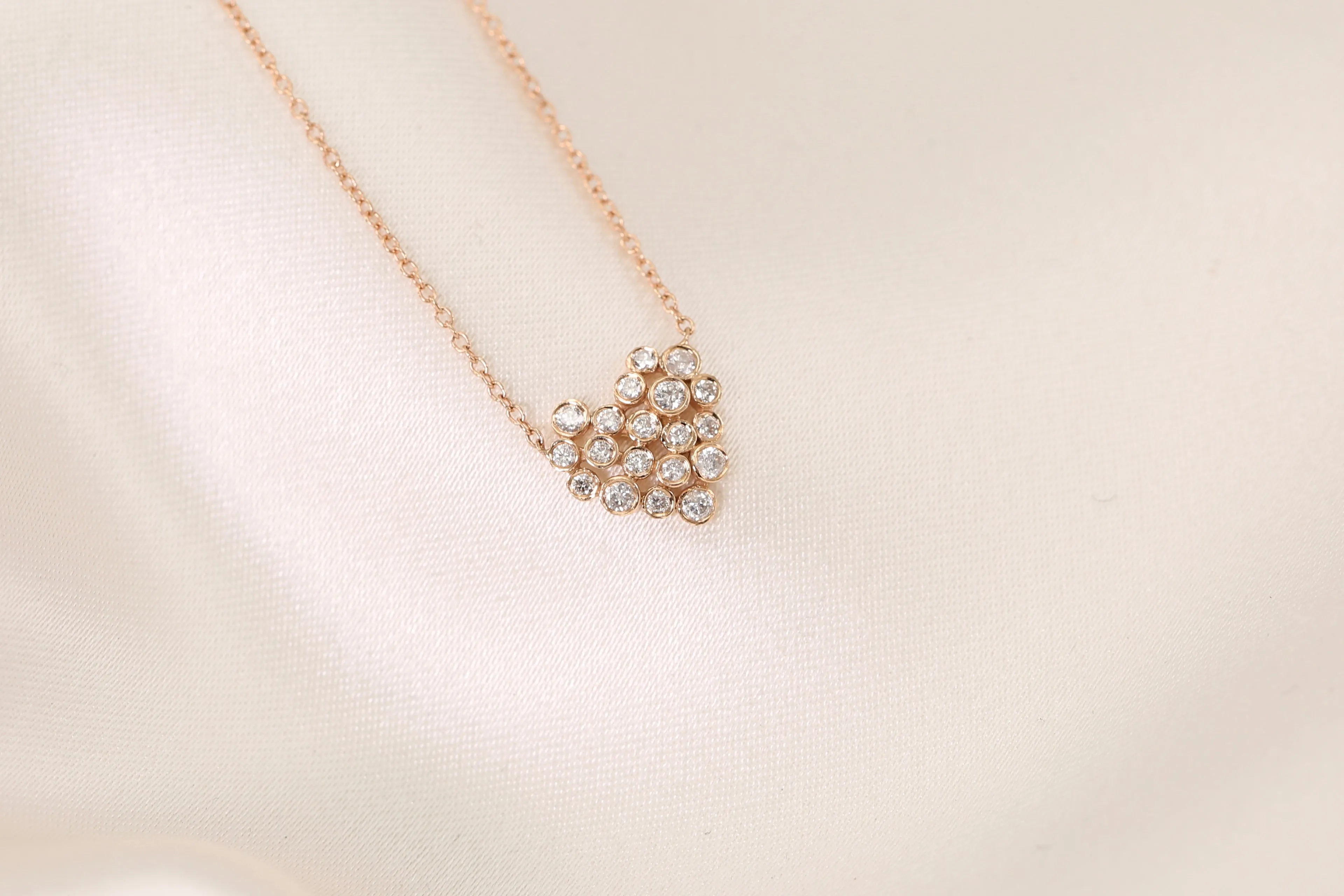 Bubble Heart Diamond Necklace - Sparkling Heart Pendant Jewelry