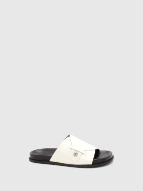 Buckle Mules Camélia White/Black