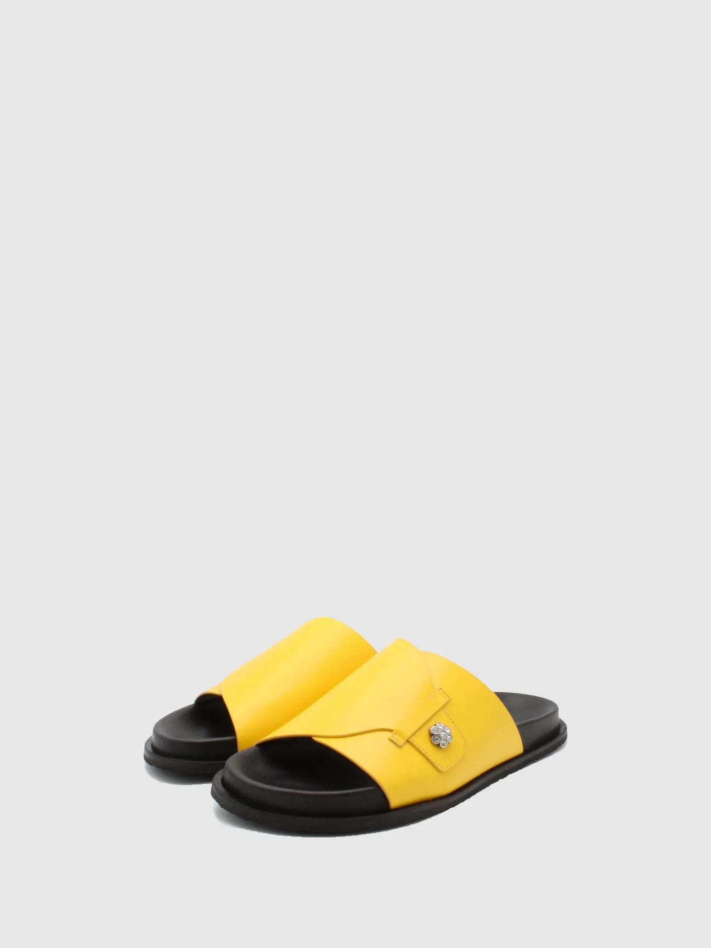 Buckle Mules Camélia Yellow/Black