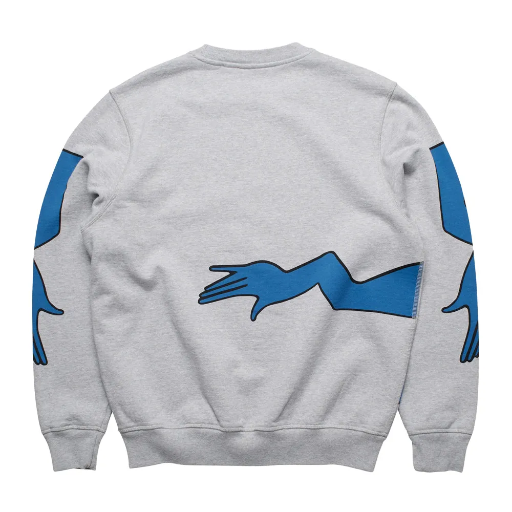 BY PARRA EARLY GRAB CREW NECK SWEATSHIRT // HEATHER GREY