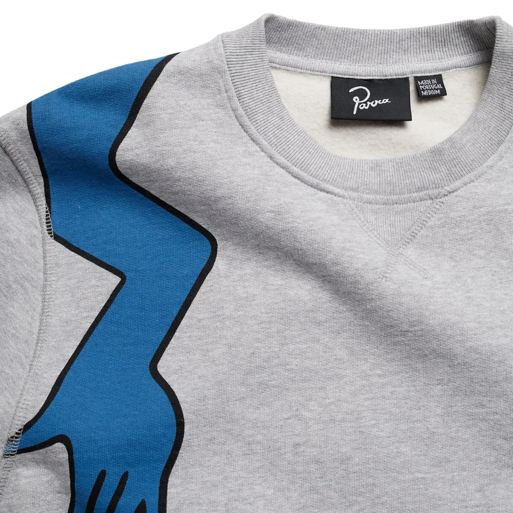 BY PARRA EARLY GRAB CREW NECK SWEATSHIRT // HEATHER GREY