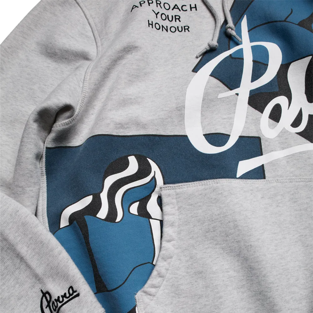 BY PARRA SELF DEFENSE HOODED SWEATSHIRT // HEATHER GREY