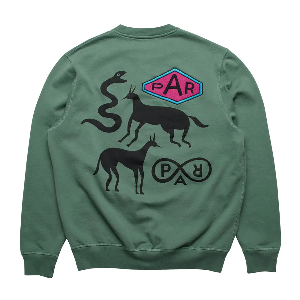 BY PARRA SNAKED BY A HORSE CREW NECK SWEATSHIRT // PINE GREEN