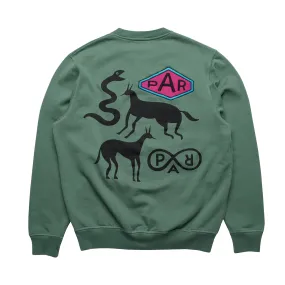 Parra Snaked By A Horse Pine Green Crewneck Sweatshirt - Style 50216