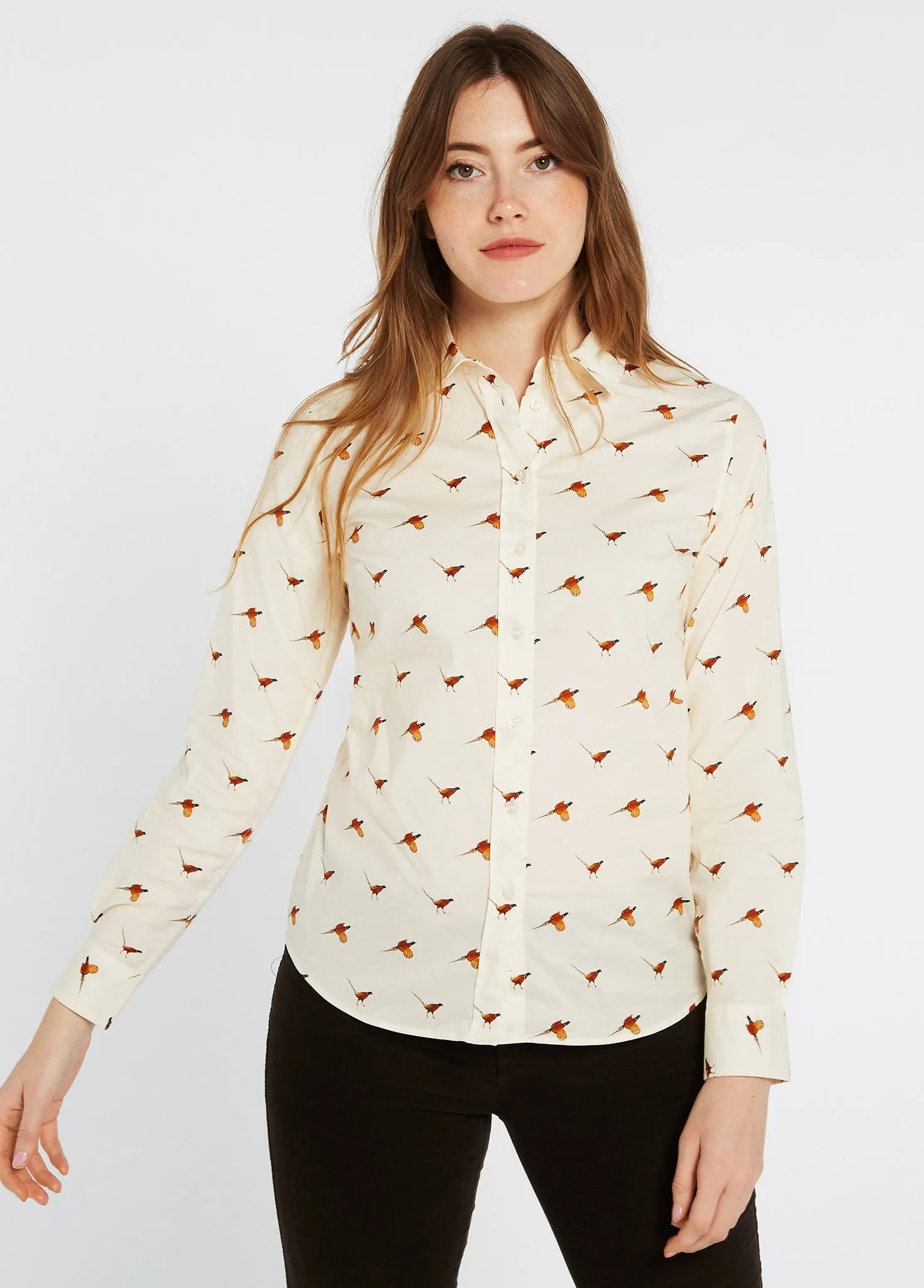 Calamint Women's Pheasant Print Shirt - Cream