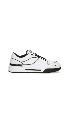 Black White Calfskin Nappa New Roma Sneakers