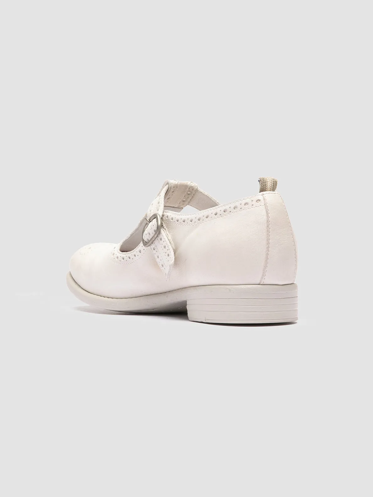 CALIXTE 080 - White Leather T-Bar Shoes