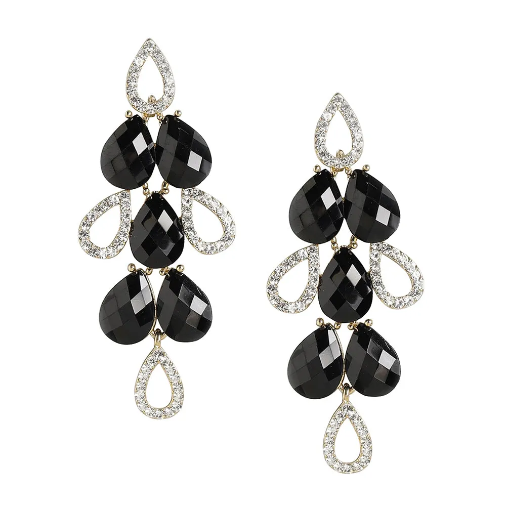 Carlton London Women'S Brass Black Gold-Plated Handcrafted Contemporary Drop Earrings Fje3462