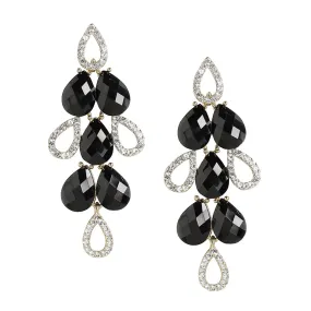 Carlton London Women'S Brass Black Gold-Plated Handcrafted Contemporary Drop Earrings Fje3462