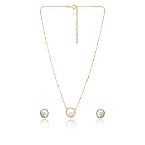 Carlton London Women'S Gift Card Jewellery-18K Gold Plated With Pearl Studded Necklace And Earrings Jewellery Set Fjs4105