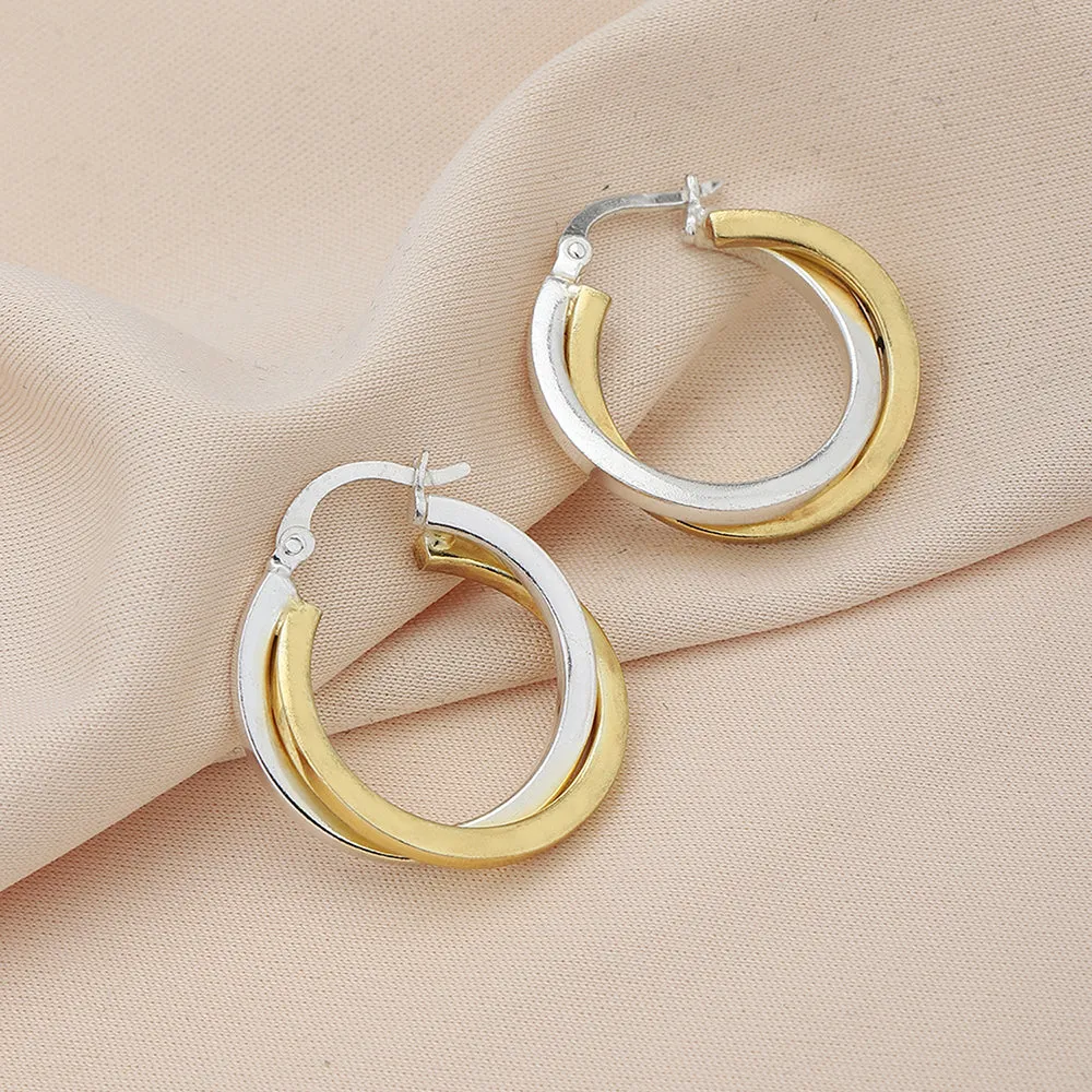 Carlton London Women'S Gold Western Brass Na Fish Hook Earwire Rhodium-Plated Single Circular Hoop Earrings Fje3995