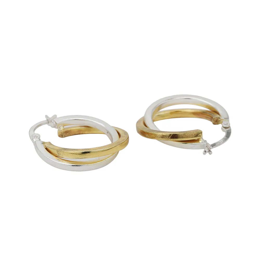 Carlton London Women'S Gold Western Brass Na Fish Hook Earwire Rhodium-Plated Single Circular Hoop Earrings Fje3995