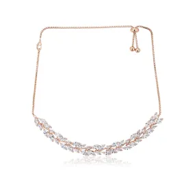 Carlton London Women'S Premium Rose Gold Toned Cubic Zirconia Studded Rose Gold-Plated Chocker Necklace Fjn4163