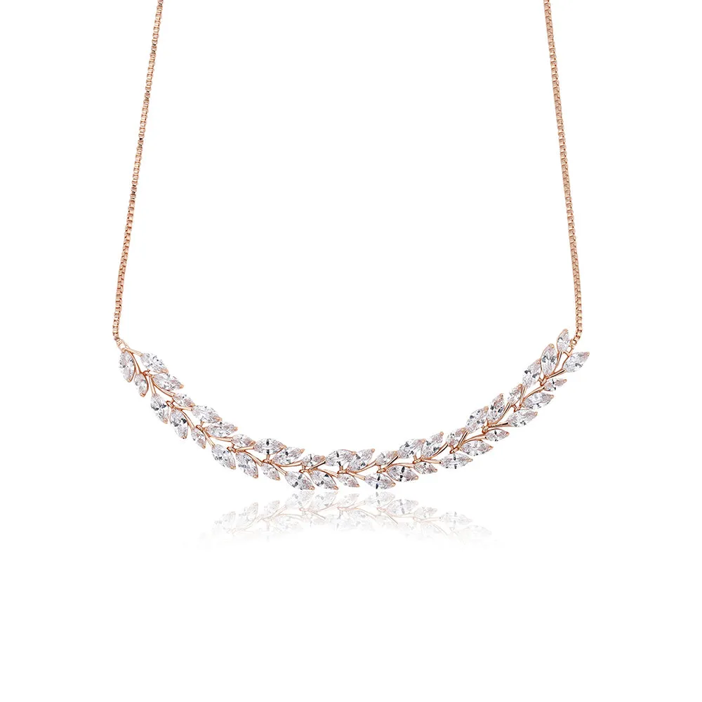 Carlton London Women'S Premium Rose Gold Toned Cubic Zirconia Studded Rose Gold-Plated Chocker Necklace Fjn4163