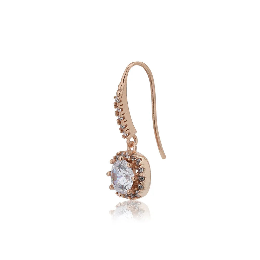 Carlton London Women'S Rose Gold Western Brass Cubic Zirconia Fish Hook Earwire Rose Gold-Plated Single Square Rose-Gold Plated 