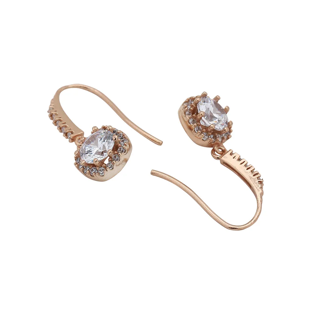 Carlton London Women'S Rose Gold Western Brass Cubic Zirconia Fish Hook Earwire Rose Gold-Plated Single Square Rose-Gold Plated 