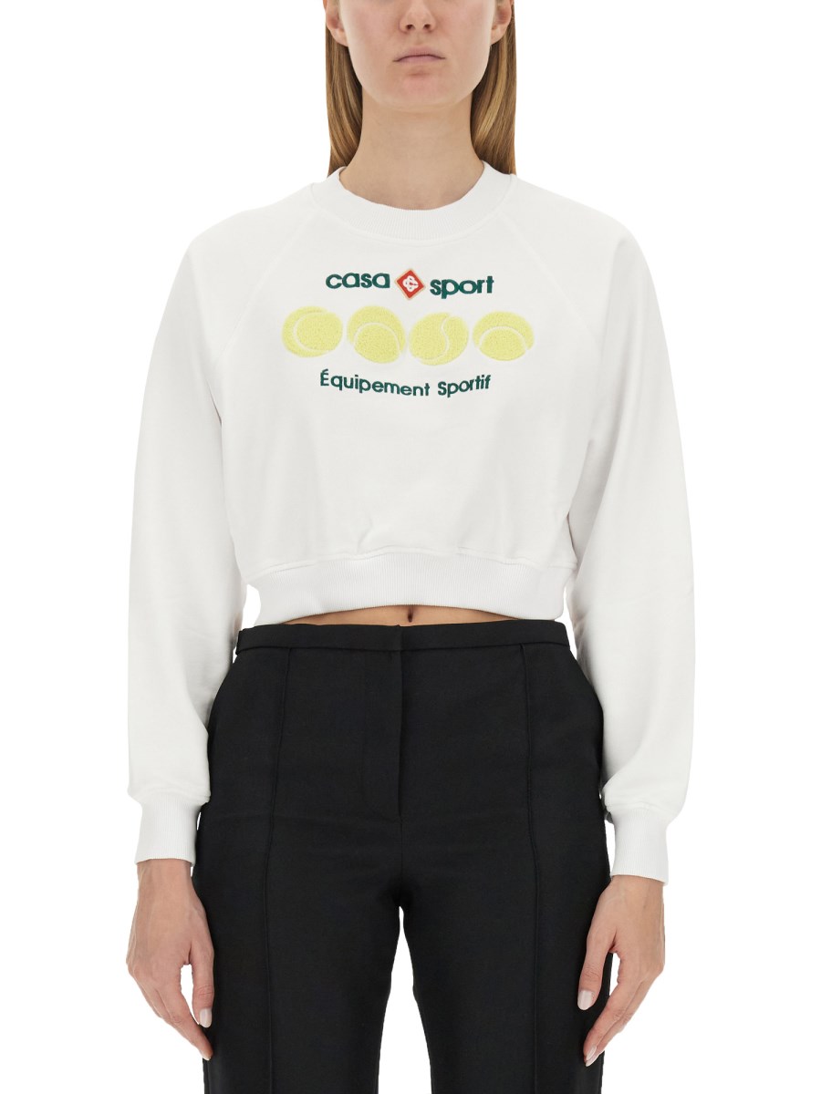 Casablanca Logo Cropped Cotton Sweatshirt