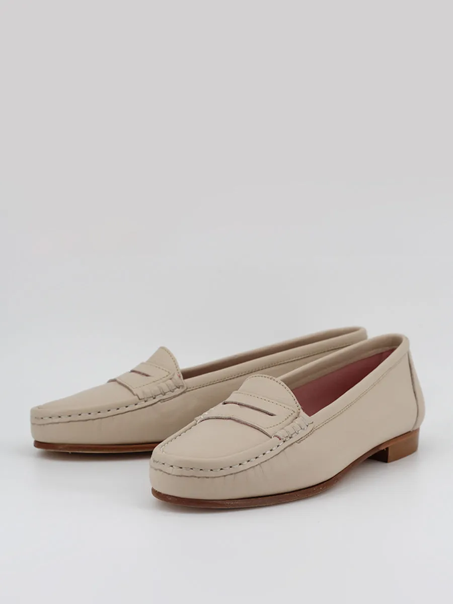 Champagne Leather Women's Roma Loafers.