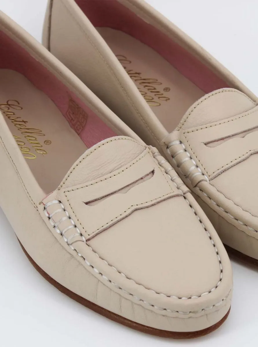 Champagne Leather Women's Roma Loafers.