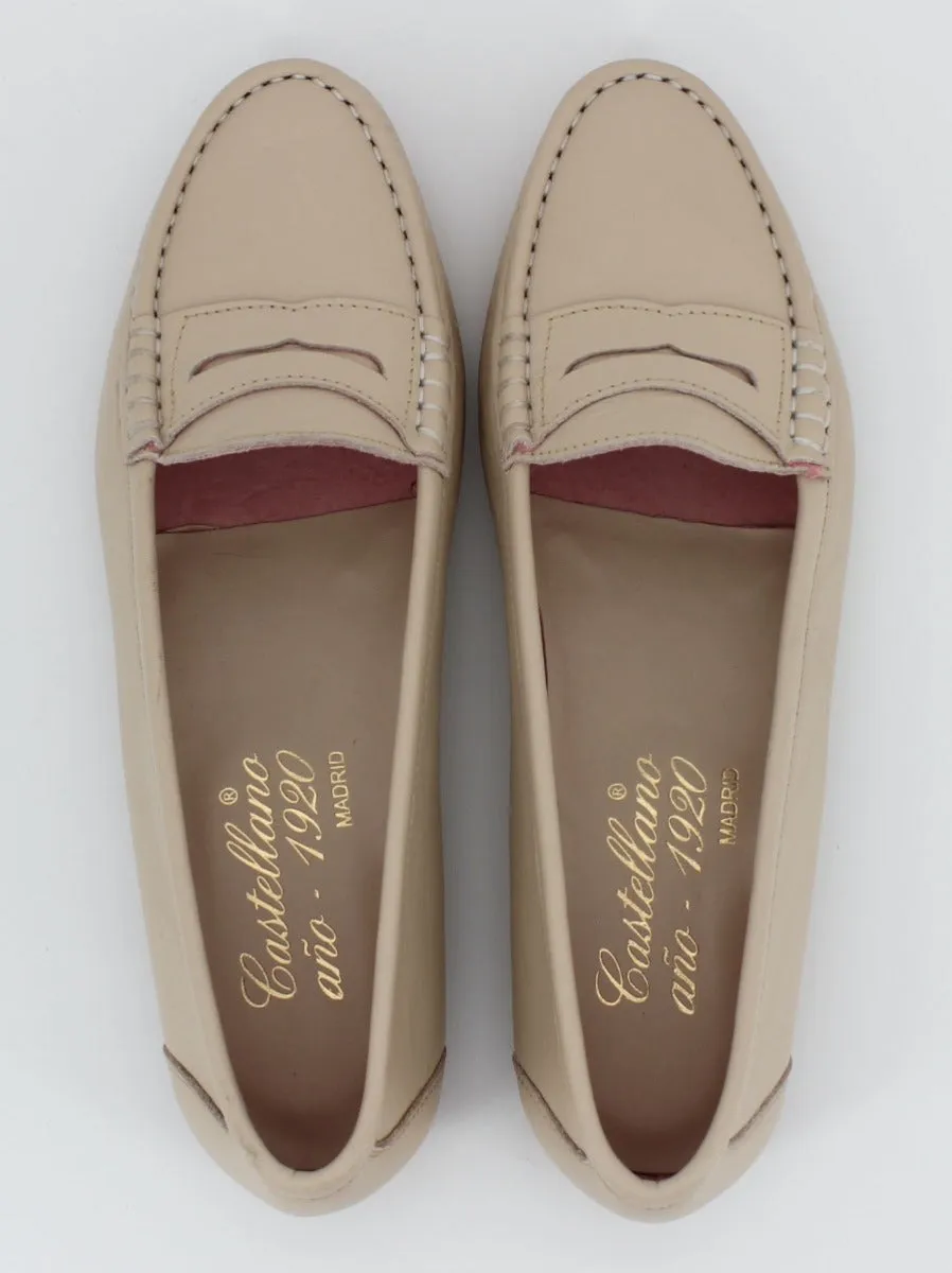 Champagne Leather Women's Roma Loafers.