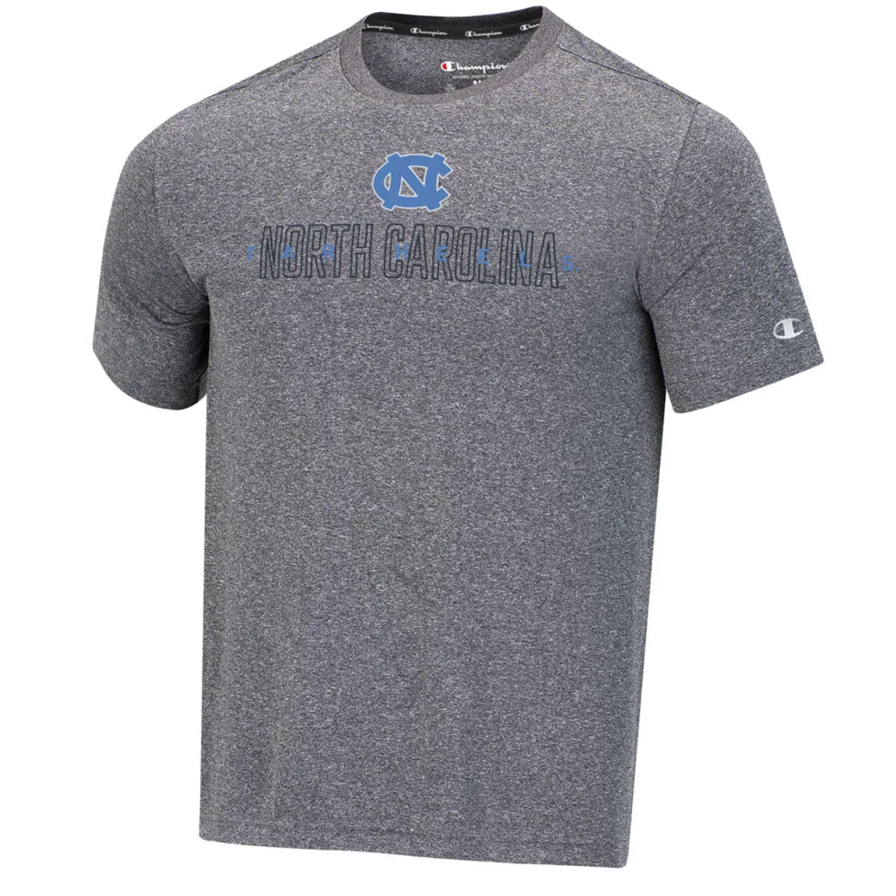 Champion Tar Heels over NC Heathered Poly Tee- Slate