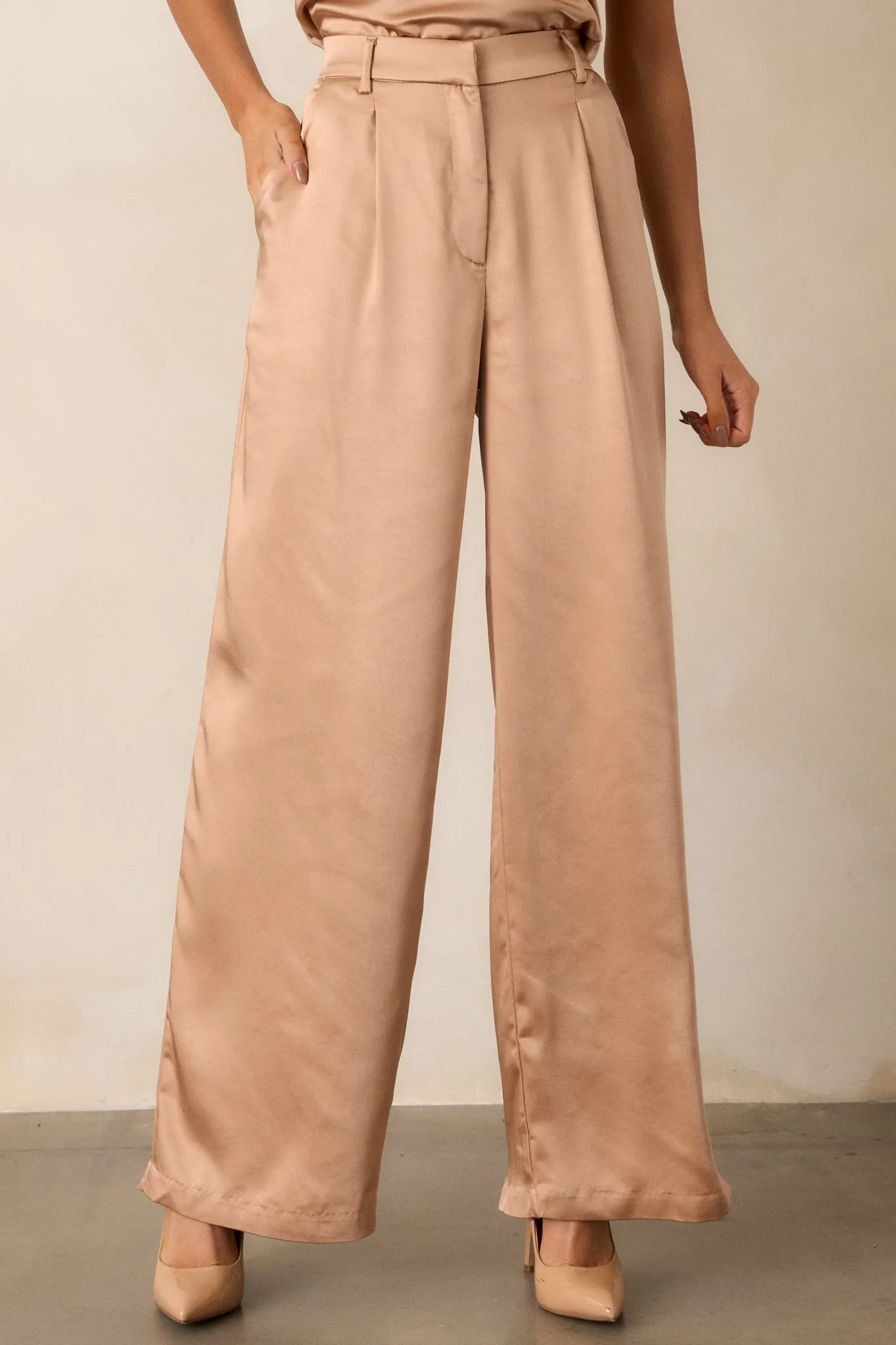 Changed My Mind Light Copper Satin Trousers