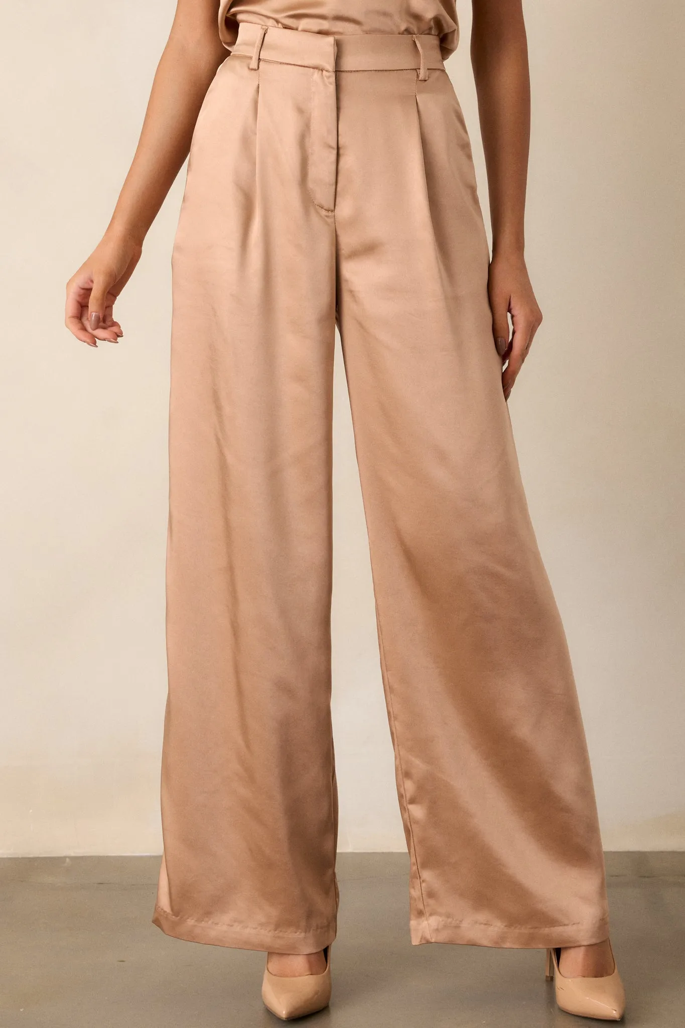 Changed My Mind Light Copper Satin Trousers