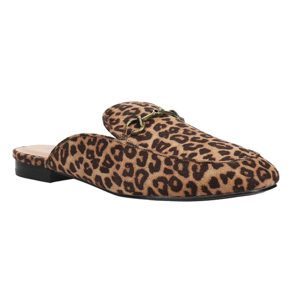 Charmer Leopard Print Slip On Mules