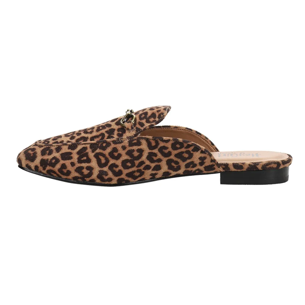 Charmer Leopard Print Slip On Mules